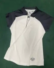 Footjoy Women's Medium Cap Sleeve Color Block 1/4 Zip Shirt Black/White