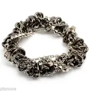 Amrita Singh Pahua Stretch Bracelet Silver and Gunmetal Plated Beaded