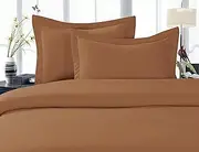 CELINE LINEN Best, Softest, Coziest Duvet Cover Ever! 1500 Premier Hotel Quality Luxury Super Soft Wrinkle Free 3-Piece Duvet Cover Set, King/Cali King, Mocha Chocolate