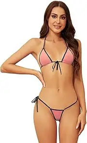[Dadress] Micro Bikini Sets Extreme Sexy Halter Swimsuit for Women Tie Side G-String Cheeky Swimwear Mini Bikinis