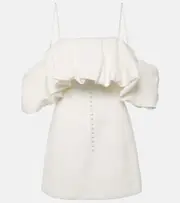 [Simkhai] Simkhai Puff off-shoulder cotton and linen minidress UK 18 white