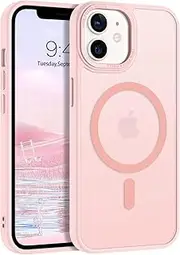 VENINGO iPhone 12 Case, iPhone 12 Pro Case, Skin-Friendly Frosted Translucent Phone Cover Compatible with Magsafe, Anti-Fingerprint Matte Shockproof Protective Case for iPhone 12/Pro 6.1 Inch, Pink