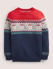 Mini Boden Christmas Festive Santa Sweater Fair Isle Knit NWT New 4-5