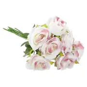 8pcs Fake Roses Artificial Flowers w Stems Real Look Bouquet Gradient Light Pink