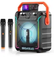 Bigasuo Portable Bluetooth Party Speaker Karaoke Singing Machine 2 Microphones