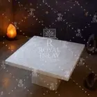 White Selenite Spiral Inlay Table – Handmade Square Gemstone Coffee Table
