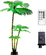 Artificial Palm Tree 6Ft 3Trunks 219LED Christmas Tree Indoor 8 Modes Timer M...