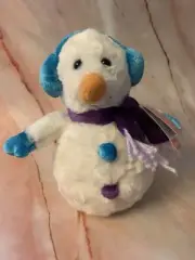 Aurora Snowman Blue Scarf Purple Earmuffs Claire’s Stuffed Animal Plush 7" Kk