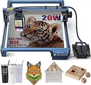 SCULPFUN S30 Pro Max Laser Engraver, 20W Laser Engraving Machine with Automatic Air Assist, 0.005mm Engraving Accuracy CNC Wood Cutter Engraver with Replaceable Lens Design and Limit Switch