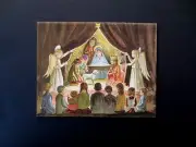 Unused Irene Dash Xmas Greeting Card by Tasha Tudor Children At Nativity Show