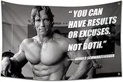 Arnold Schwarzenegger You Can Have Results or Excuses Not Both Motivational Gym Banner Inspire Your Workout with this Banner Perfect Fitness Wall Decor for Gym, Dorm Stay Motivated with Cool