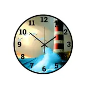 Lighthouse Crashing Waves Ocean Seaside Art Wall Clock a Hanging Time Piece