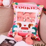 Cuddly Plush Bag Candy Bag Mini Ball of Cookies Pink Plush Pillow Plushie