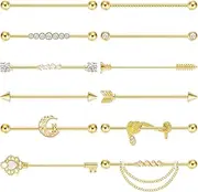 [LOREMOW] 12Pcs 14G Stainless Steel Industrial Barbell Earrings for Women Men Cartilage Helix Piercing Jewelry Industrial Piercing Bar 38MM