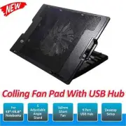 Ergonomic Adjustable 15'' Laptop Cooling Cooler Fan Notebook Stand USB Fan Pad