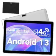 Android Tablet 10.1 Inch, 4G Cellular Tablets with SIM Card Slot Silver