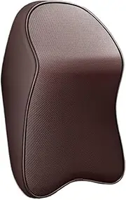 3D Leather Memory Foam Headrest Car Neck Pillow Support Neck Rest Pillow for Car Pain Relief Travel Neck Support(Coffee)