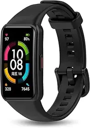 [WUWOCJ] Silicone Bands Compatible for Honor Band 6/Huawei Band 6 Smartwatch, Waterproof Replacement Bracelet (Black)