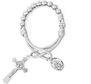 Nazareth Store Strong Military One Decade Paracord Rosary Silver Beads Pocket Car Rosary Pray For Us St. Joseph Medal & St. Benedict Cross