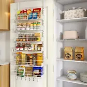 Mefirt Over The Door Pantry Organizer, Wall Mount Spice Rack, 6-Tier, White