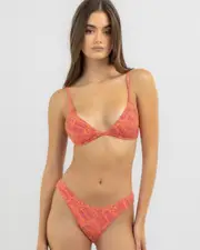 [Rhythm] Rhythm Women's Adia Paisley Bralette Bikini Top in Orange Size 12 12 Orange