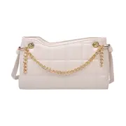 Fashion Lattice Pattern PU Crossbody Bag Women Chain Shoulder Handbags Purse Popular Simple Female Daily Bag