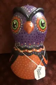 Owl Figure Halloween folk art NEW, Hand Crafted In The USA, One Of A Kind Gourd
