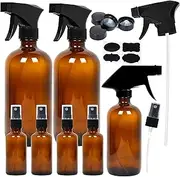 Youngever 7 Pack Amber Glass Spray Bottles, 2 Pack 500ML Empty Amber Spray Bottles, 1 Pack 250ML Amber Spray Glass Bottle and 4 Pack 50ML Glass Amber Spray Bottles for Essential Oils