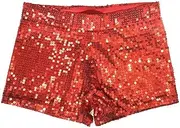 [COMVIP] Women's Summer Sequin Club Party Dance Sexy Shorts Hot Pants Red XL