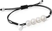 [TOUS] Jewelry Icon Pearl Silver Sterling Silver Adjustable Nylon Cord with 4 Freshwater Pearls Stretch Bracelet