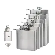 1 to 10 oz Liquor Pocket Hip Flask Stainless Steel Whiskey Screw Cap Flagon