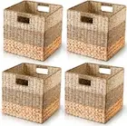 12X12 Wicker Storage Cube Bins for IKEA KALLAX, Natural Wicker Storage Basket, H