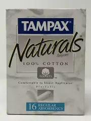 (1) Vtg 1996 Tampax Naturals REGULAR ABSORBENCY 100% Cotton 16ct Sealed