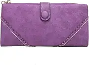 [SKUZA] Wallet,Card Bag,Long Wallet for Women Matte PU Leather Phone Wallets Clutches Female Purse Female Wallets Card Holder (Black) (Color : Purple)