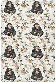 Unisex Fitted Baby Crib Sheets for Baby Boy or Girl Soft Nursery Bed Sheet for Standard Size Crib Mattress 39x27in Aesthetic Chimpanzee
