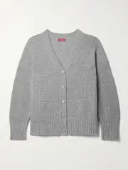 [STAUD] STAUD - Matilda Ribbed-knit Wool-blend Cardigan - Gray - x small x small Gray