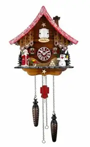 Quartz Cuckoo Clock Christmas Edition Black Forest House with .. TU W2023 QM NEW