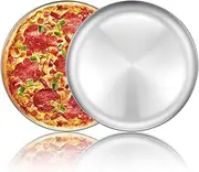 Pizza Baking Pan Pizza Tray - Deedro 12 inch Stainless Steel Pizza Pan Round Pizza Baking Sheet Oven Tray, Non-Toxic & Healthy Bakeware for Oven Baking, 2 Pack 2 Pack Silver