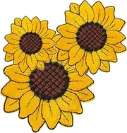 TEHAUX 3pcs Sunflower Embroidery Applique Patches for DIY Clothing Decor Versatile Flower Designs for Bags Crafts Garment Repairs Durable Sewing Accessories for Personal Style