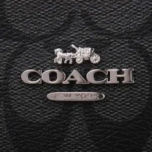 【COACH】銀馬車防刮LOGO三層肩背托特包(黑灰x咖綠/大)