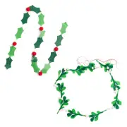 Holly Berry or Mistletoe Christmas Banner Garland Bunting Felt Holiday 6 ft