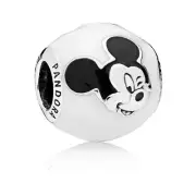 PANDORA Disney, Expressive Mickey Charm, White & Black Enamel 796339ENMX