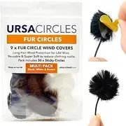 URSA Fur Circles - Mini Windshields for Lavalier/Lapel Microphones. Reduce Wind Noise & Clothing Rustle. Compatible with Sennheiser, RODE, Sanken, Tascam & More (9x Circles + 30x Stickies, Multipack)