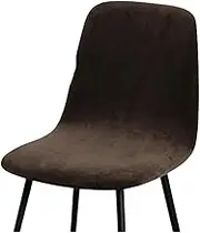 1/2/4/6 Velvet Short Back Chair Cover Stretch Slipcovers Elastic Seat Chair Covers Dining Room Bar Office Party Banquate(Velvet-Coffee,6 Pieces)