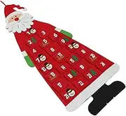 Anneome 1Pc Santa Shape Christmas Tree Wall Hanging Countdown Calendar DIY Felt Advent Decor with Holiday Characters for Family Festive Home Decoration