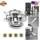 Tri-Ply Clad Stainless Steel 8-Piece Cookware Set - Induction Ready & Dishwas...