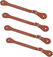 NICENEEDED 4 Pcs Leather Spur Straps, Brown Leather Single Spur Strap, Adjustable Boot Straps Outdoor Equestrian Equipment for Western Women Men Horse Riding