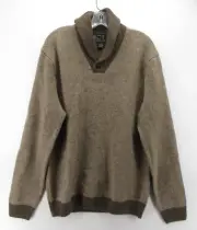 Jos A Bank Sweater Men Large Brown Wool Pullover Shawl Neck Traveler NEW $150