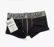 FORT TROFF Size L Grunt Corp Mesh Boxer Brief/Trunks - Black/Gray/White - Pouch