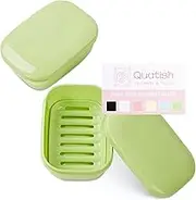 Quatish 2 Pack Travel Soap Container, Portable Soap Holder with Lid, Travel Bar Soap Holder, Soap Case for Camping Gym Travel, Soap Box for Bathroom,Green